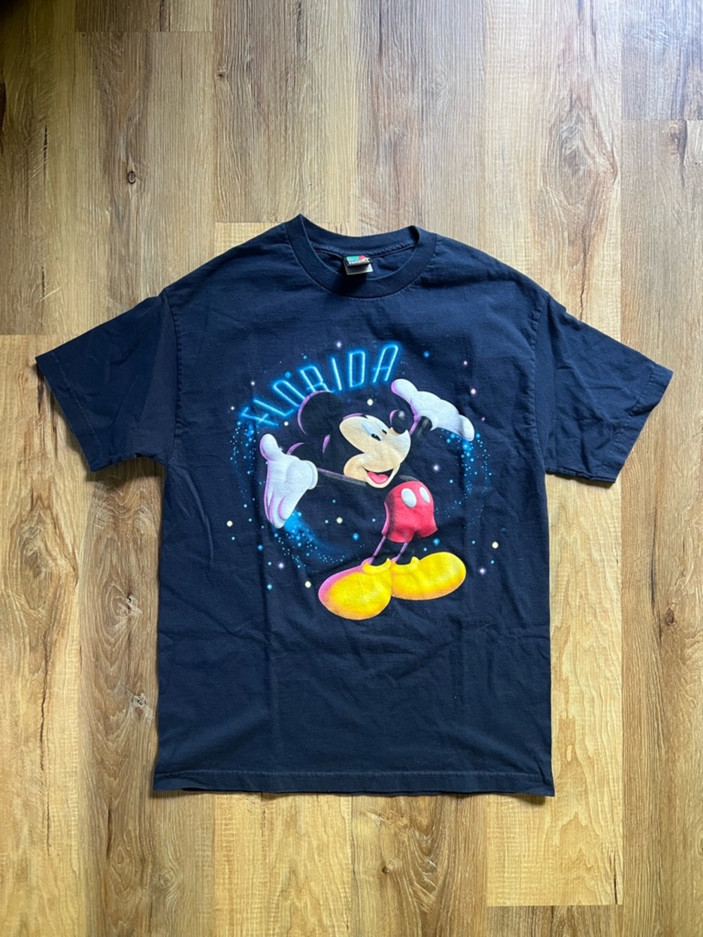 Vintage Mickey Mouse Florida Graphic Tee - large Black with Yellow & Red